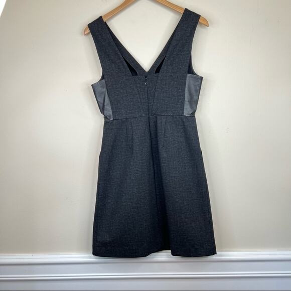 Madewell dress women's 2 V neck leather insets ponte sleeveless knee length gray - Picture 7 of 12